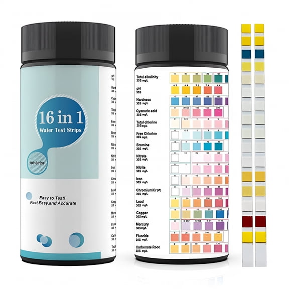 BANIRO 16 in 1 Water Test Kits,100Pcs Drinking Testing Strips,Tap and Well Testing for PH,Lead,Chlorine