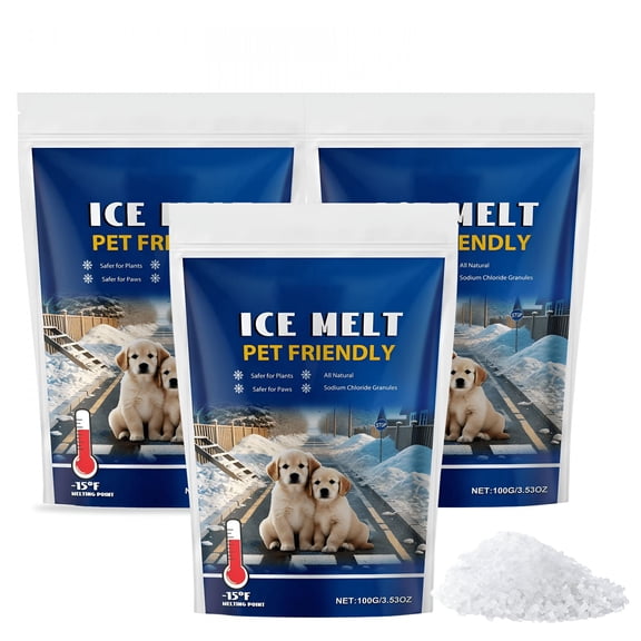 BANIRO 2026 New 3Pcs Calcium Chloride Blend Snow&Ice Melt Fast-Acting Pellet-Form Deicer-Pet-Friendly Melter for Driveways,Roofs,Sidewalks&Stairs,Non-Tracking&Easy-Pour Pellets,Melts to 16F(27C)