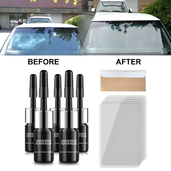 BANIRO 2026 New 5 Pcs Glass Repair Kit,Car Windshield Crack Repair Resin Kit,Automotive Glass Repair Fluid Glue,Scratch Chip Cracks Repair Kit for Car,Truck,Suv,Van