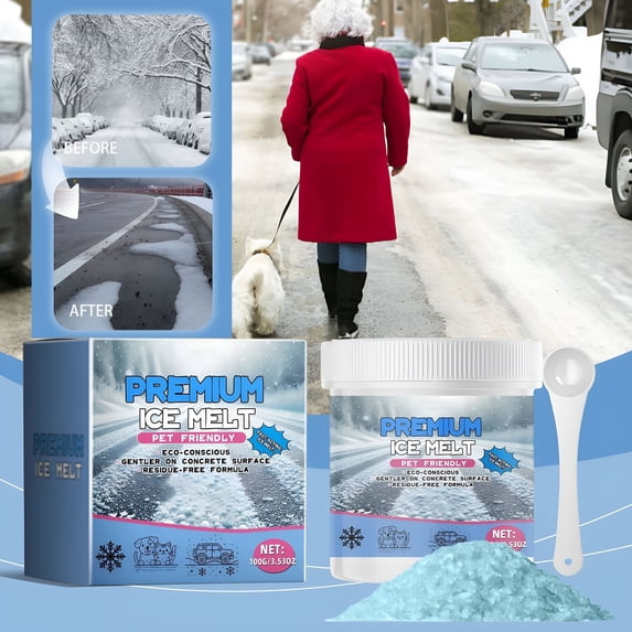 BANIRO 2026 New Pet-Friendly Ice Melt - Fast Acting Magnesium Chloride Formula, Safer for Pets & Surfaces, 15Lb Bucket with Scoop for Driveway, Sidewalk, Patio, Walkway