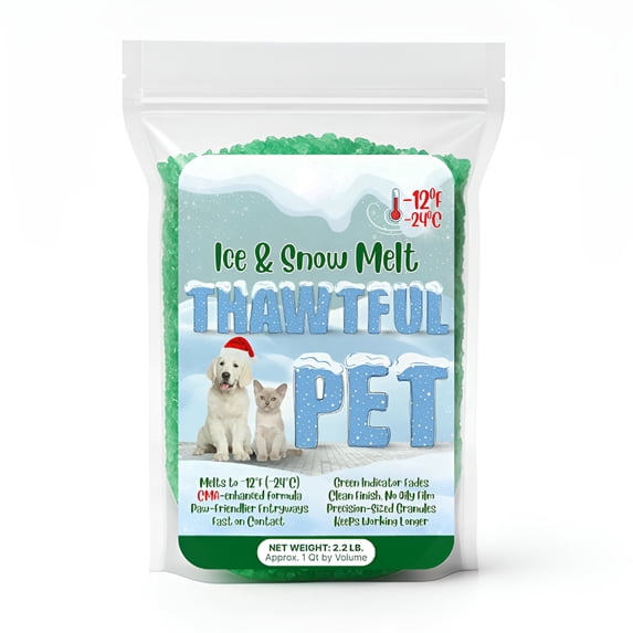 BANIRO 2026 New Pet Safe Ice Melt – Pet Friendly Ice Melt,Snow Melt – Green Granules with Cma,Melts to −12°F (−24°C) - Driveway Salt & Sidewalk Salt for Ice (2 Qt. - 4.2 Lb.)