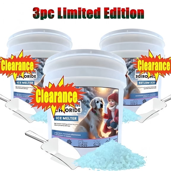 BANIRO 2026 New Winter Safe Ice Melt,Pet-Friendly Ice Melt  3Pack Efficient Magnesium Chloride Formulas,Safer for Pet Surfaces,3.95Oz Bucket with Scoop for Driveways,Sidewalks,Patios,Stairs,Ramps