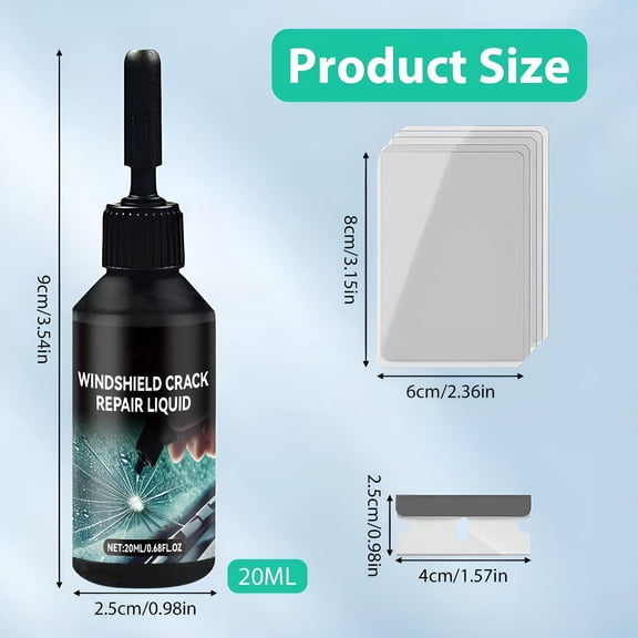 BANIRO 2Pcs Windshield Chip Repair Kit,Car Windshield Crack Repair Kit,Glass Repair Liquid for Cracks,Rock Chip Repair Kit for Fix Windows,Mirrors,Glasses,All Crack Types