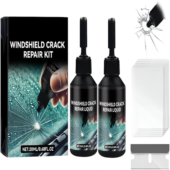 BANIRO 2Pcs Windshield Chip Repair Kit,Car Windshield Crack Repair Kit,Glass Repair Liquid for Cracks,Rock Chip Repair Kit for Fix Windows,Mirrors,Glasses,All Crack Types