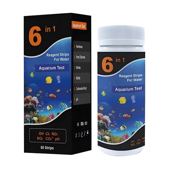 BANIRO 6 in 1 Aquarium Test Strips, Aquarium Test Kit for Aquarium, Aquarium Test Strips for Testing Ph Nitrite Nitrate General Carbonate Hardness Water Test Kit for Fish Tank