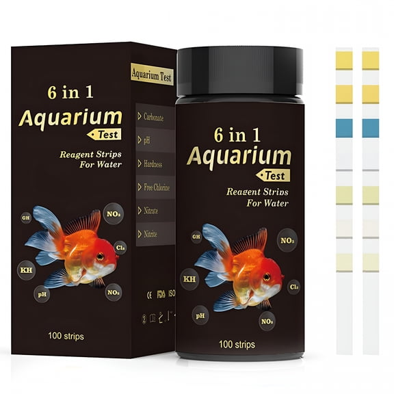 BANIRO 6 in 1 Aquarium Test Strips Fast Accurate Water Quality Testing Strips for Freshwater Saltwater,Pond Fish Tank Test Strips for Ph,Carbonate,Hardness,Residual Chlorine,Nitrate,Nitrite 50Pcs