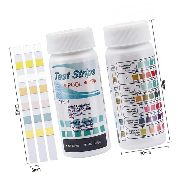 BANIRO 7 In 1 Pool Test Strips,Two Boxes of 100 pieces Chlorine Dip Test Strips Hot Tub SPA Swimming Pool PH Tester Paper