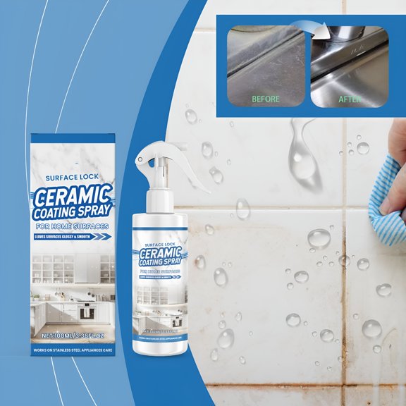 BANIRO Ceramic Coating for Stainless Steel,100ml Ceramic Coating Spray for Stainless Steel and Hard Surfaces,Anti-Fingerprint & Stain Resistant for Appliances,Glass,Tile,Countertops