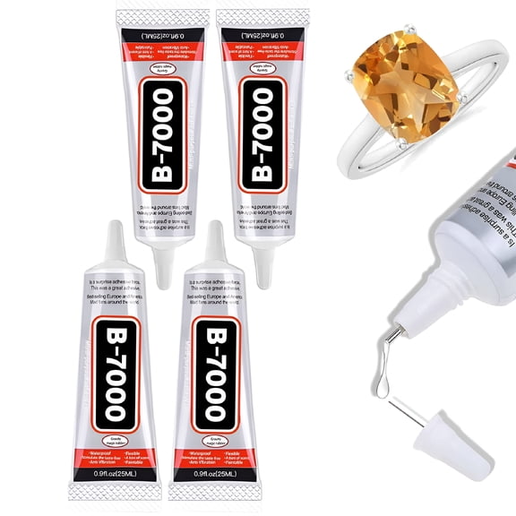 BANIRO Clear Glue for Rhinestone Crafts,Jewelry and Bead Adhesive,Semi-Fluid High Viscosity Glues for Clothes,Shoes,Fabric Repair,Metal,Stone,Nail Art,Glass (4X25Ml/0.84Oz)