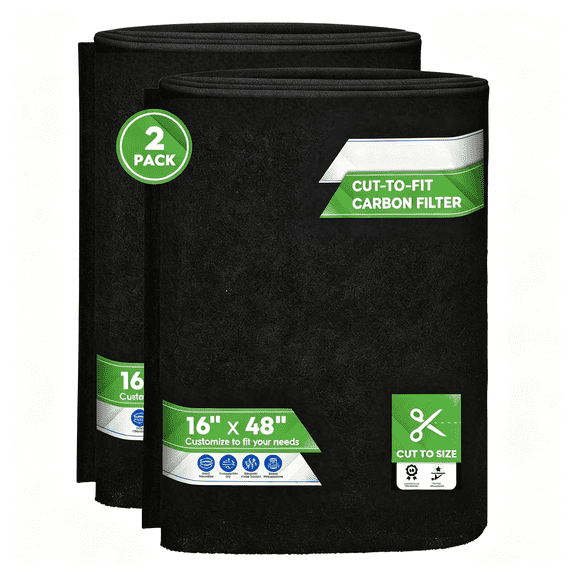 BANIRO Cut to Fit Activated Carbon Filter Sheet 16 X 48 - Activated Carbon Air Filter for Air Purifiers Window Ac Air Vent and More - Charcoal Filters Remove Odors & Freshens the Air (2-Pack)