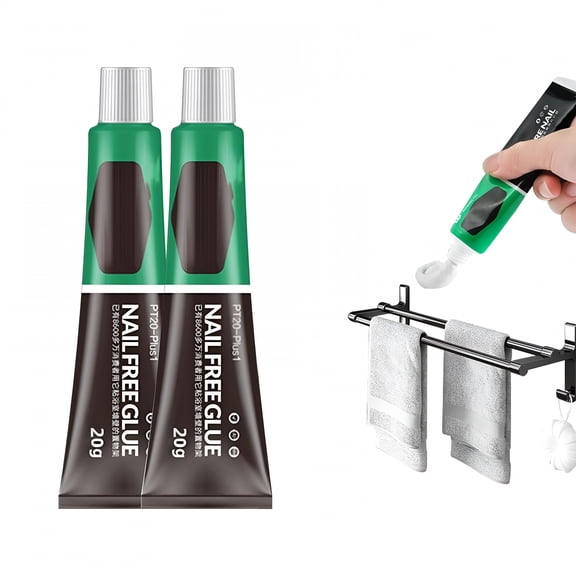 BANIRO Nail Free Glue Adhesive Sealant, Super Strong Instant Bond Gel for Plastic Wood Metal, Waterproof All Purpose Rubber Cement for DIY Home Repair, 20g 2 Pack