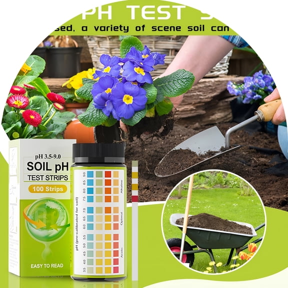 BANIRO Soil pH Test Kit: 100 Strips for Garden,Lawn,Vegetable Gardening,Compost,Indoor & Outdoor Plants (3.5-9 Range)