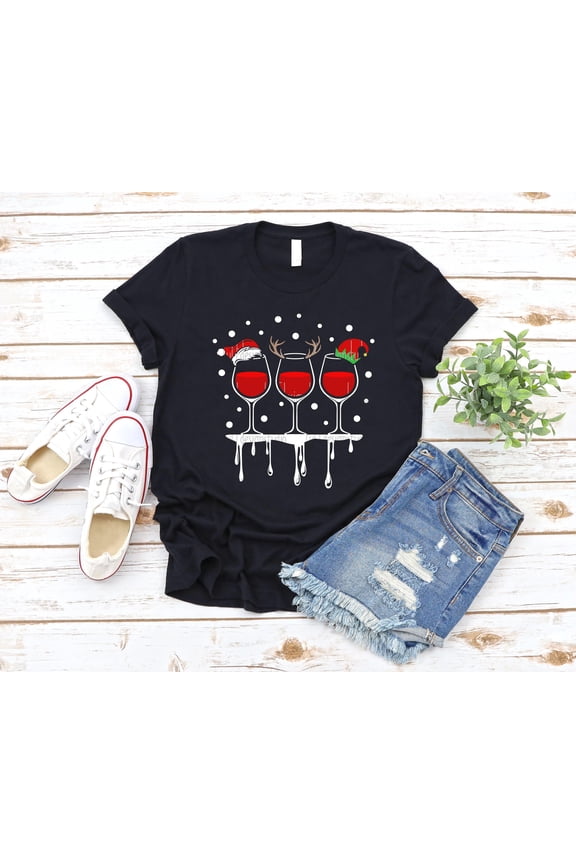 Christmas Wine T-Shirt, Santa Squad T-Shirt, Wine Glass T-Shirt, Wine Lover T-Shirt, Christmas Crew Shirt ,