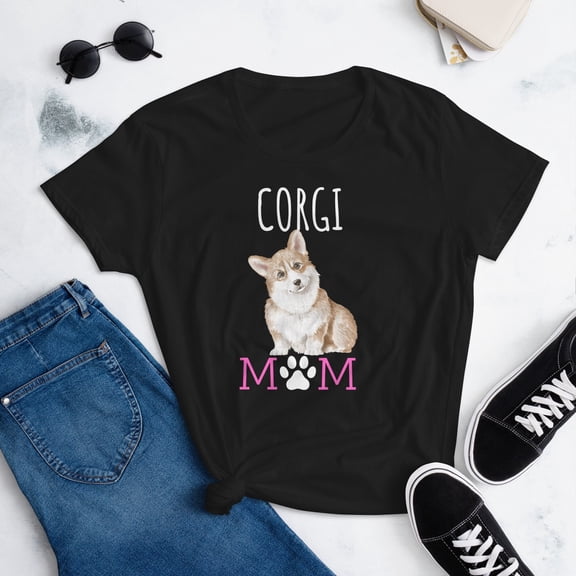 BANJOJO Corgi Mom Shirt for Women, Pembroke Welsh Corgi Mom, Corgi Mom Tee, Dog to Mom Gift, Dog Lover Gift for Her, Corgi Owner T-Shirt, Dog Mama