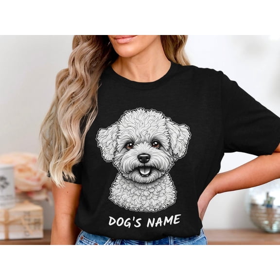 BANJOJO Custom Bichon Frize Dog Shirt, Personalized Dog Name T-Shirt, Dog Lover Gift, Custom Pet Portrait Tee, Cute Dog Shirt For Mom