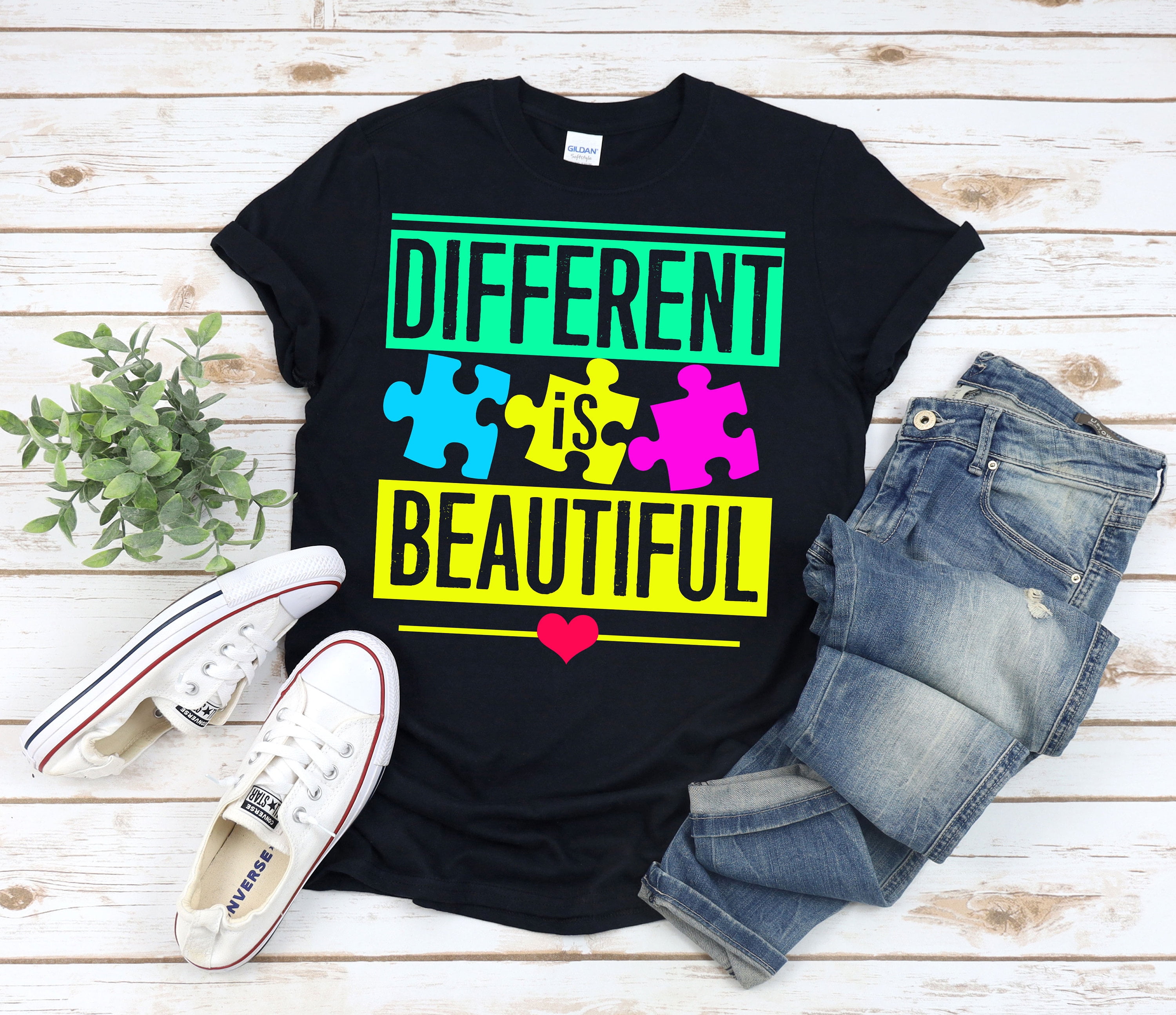 BANJOJO Different Is Beautiful Shirt, Different Is Beautiful Autism, Autism Awareness Shirt For , Autism Different Ability, Autism Teacher Shirt