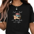 thumbnail image 1 of BANJOJO Just A Girl Who Loves Books And Coffee Shirt | Women’s Cute Book Tee | Bookworm Graphic T-Shirt | Reading & Coffee Lover Gift, 1 of 4