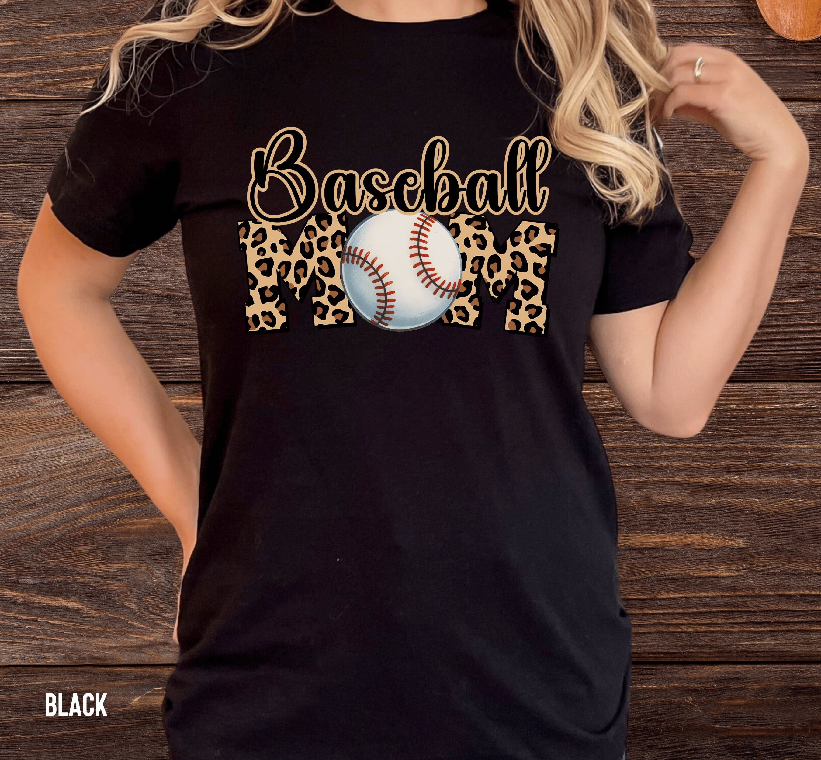 BANJOJO Leopard Baseball Mom Shirt: Game Day Sports Mama Tee