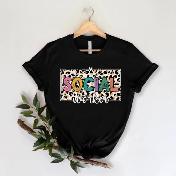 BANJOJO Leopard Social Worker Shirt, Social Worker , SW Student Graduation Shirt, Teacher Shirt, Teacher Life Shirt, Teacher , Work Shirt