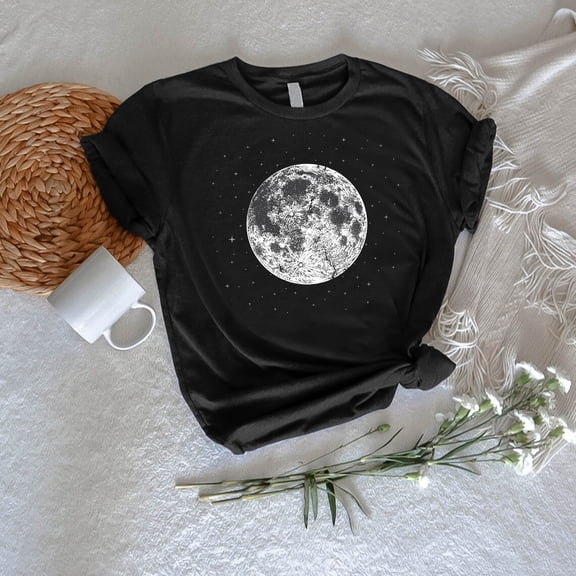 BANJOJO Moon Shirt, Full Moon Tee, Moonlight Tshirt, Moon Lover Gift, Night Sky Shirt, Celestial Moon Gift, Astronomy Tshirt, Boho Mystical Moon Tee