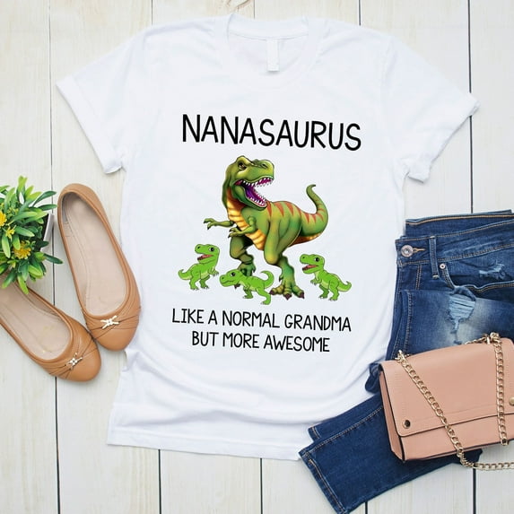 BANJOJO Nanasaurus Like A Normal Grandma But More Awesome Dinosaurs T-Shirt, Awesome Gift Shirt For Grandmother, Mother’s Day Gift-min