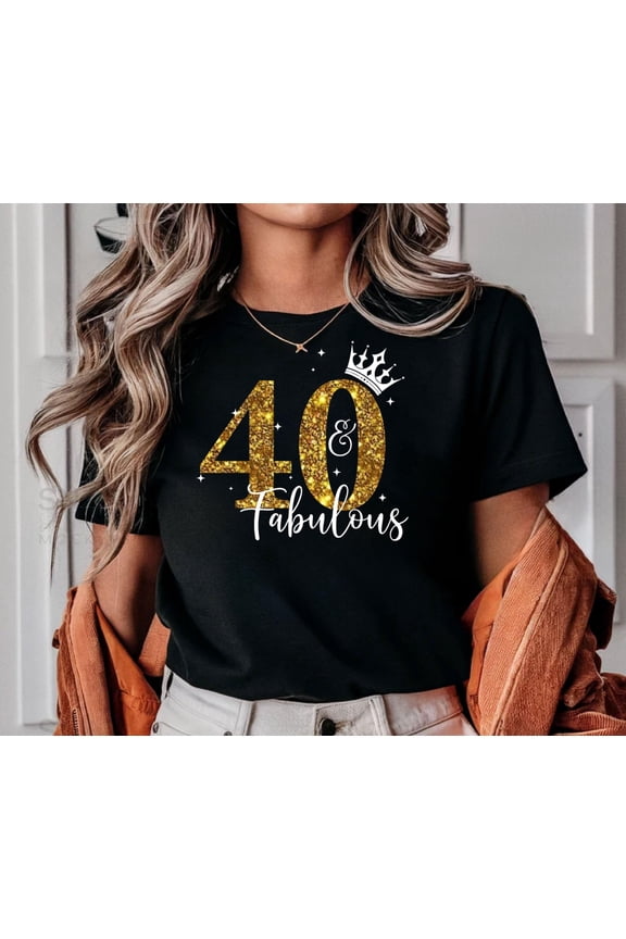 Personalised Custom T-shirt for woman, 40th Birthday shirt,Fabulous Bithday, Custom Age birthday gift, Perfect Gift, Sparkly Birthday