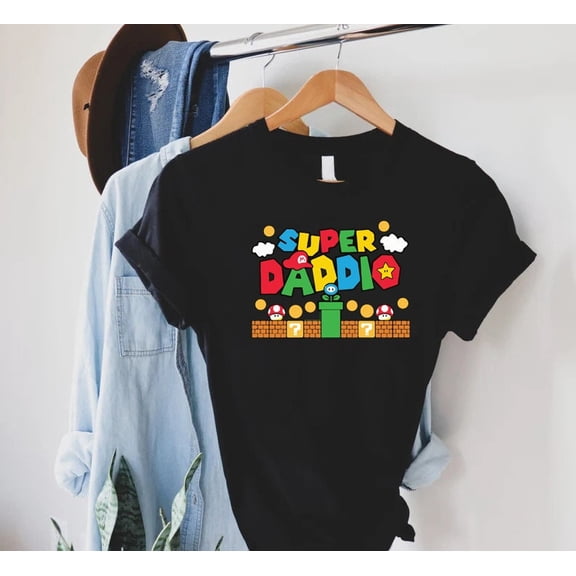 BANJOJO Super Daddio Shirt, Super Dad Shirt, Fathers Day , Gamer Dad Shirt, Super Dad Birthday , New Dad Shirt,Cute Daddy Shirt, For Dad