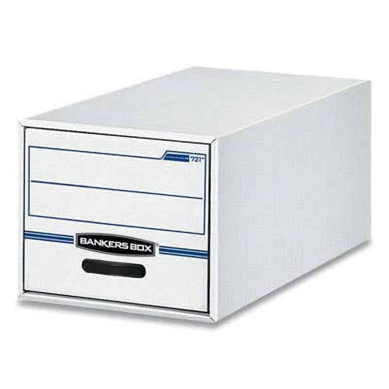 White and Blue Corrugated Cardboard File Storage Drawer, 25.5" x 14" x 11.5"