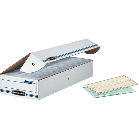 Bankers Box STOR/FILE Storage Box Check Flip-Top Lid White/Blue 12/Carton 00706