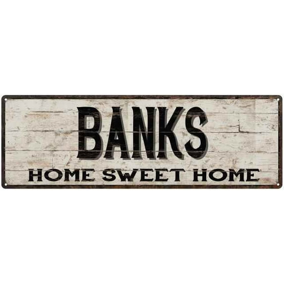 BANKS Rustic Home Sweet Home Sign Gift 6x18 Metal Decor 106180084278