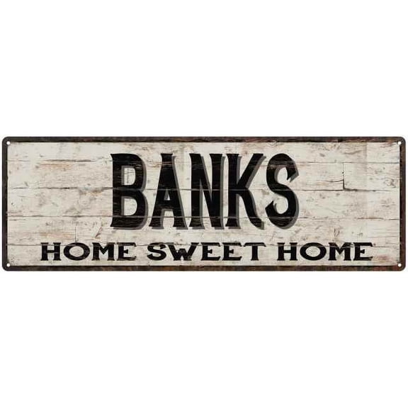 BANKS Rustic Home Sweet Home Sign Gift 6x18 Metal Decor 206180084278