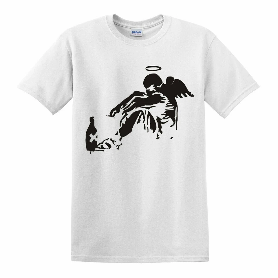 Bansky T-Shirt Pace Simbolo Uomo Street Art Graffiti Anti Guerra - Foto 5