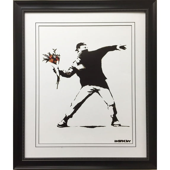 BANKSY "Molotov" New CUSTOM FRAMED Art Print Graffiti Street political Activist Generic