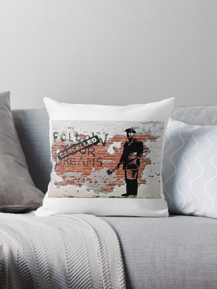 BANKSY STENCIL STYLE URBAN GRAFFITI SPRAY PAINT FOLLOW YOUR DREAMS