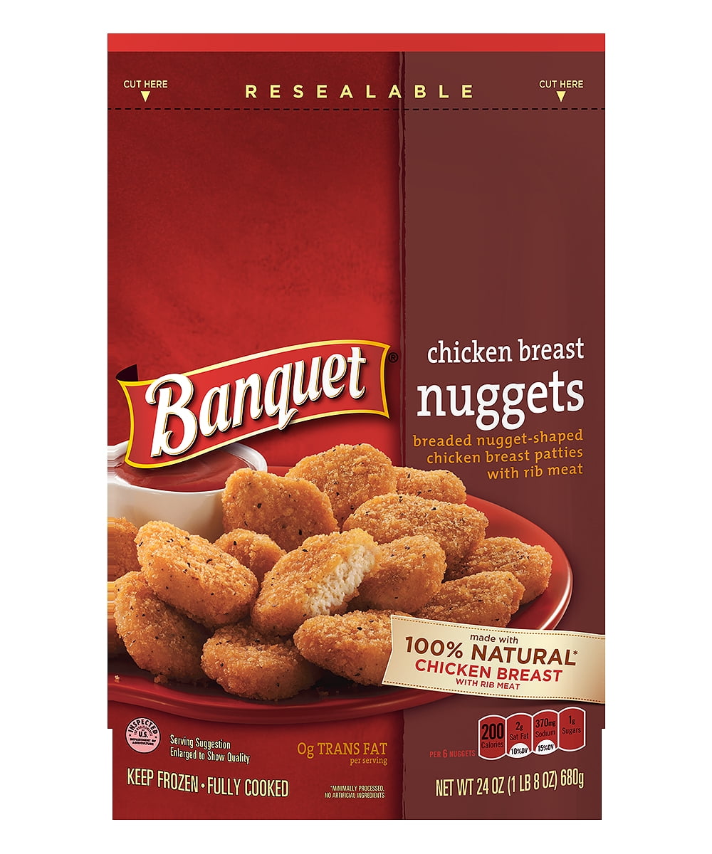BANQUET Chicken Breast Nuggets Made With 100% Natural* White Meat Chicken, 24 oz.