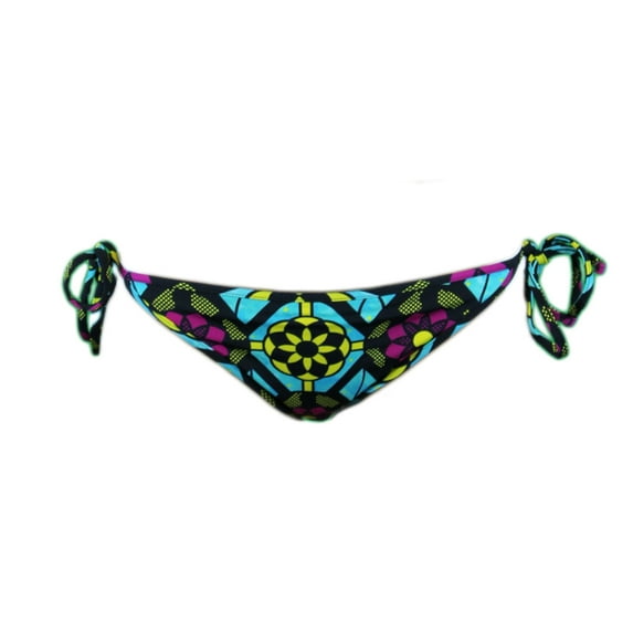 BANTU Women's Side-Tie Bikini Bottom Large Blue / Multi-Color
