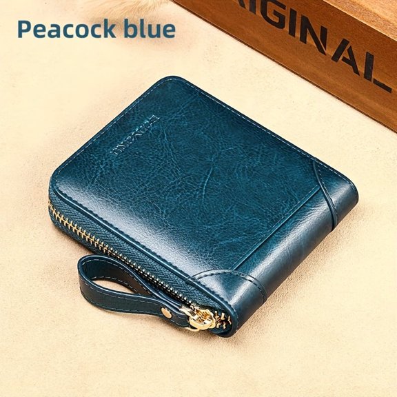 BANYANU Women'S Vintage RFID Blocking Wallet - Multi-Card Holder with Zipper, 2-Layer, Coin Purse & Card Slots, Compact Design for Everyday Use, Stylish Accessory, Textured Finish