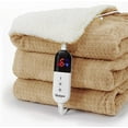 thumbnail image 1 of BAO Heated Blanket Electric Throw Waffle, 50x60 Inches Sherpa Fleece Fast Heating Blanket 6 Heating Levels & 4 Hours Auto Off ETL Certification, Caramel Throw, 1 of 17