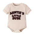 thumbnail image 1 of BAOAOER Aunties Little Dude Baby Clothes Newborn Boy Summer Outfit Embroidery Letter Bodysuit Short Sleeve Waffle Romper, 1 of 8
