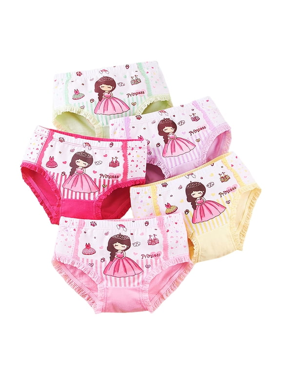 Baby Girls Cotton Training Pants 4-Pack Toddler Training Underwear (Light Pink, 5-6 Years)
