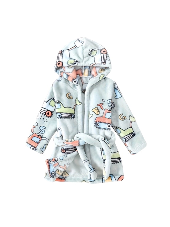 Girls Boys Soft Robes 2T 3T 4T 5T 6T 7T Plush Hooded Bathrobes Sleepwear for Kids Warm Fall Winter Toddler Pajamas Size 3-4 Years