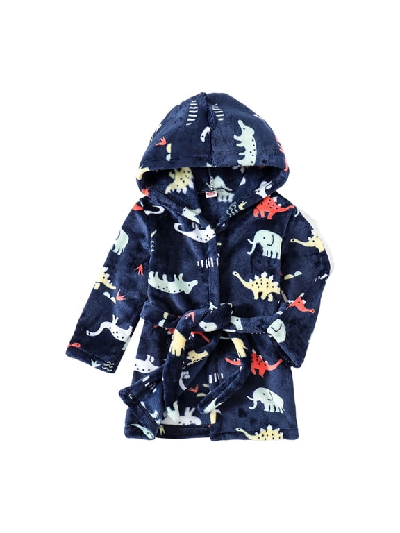 Girls Boys Soft Robes 2T 3T 4T 5T 6T 7T Plush Hooded Bathrobes Sleepwear for Kids Warm Fall Winter Toddler Pajamas Size 6-7 Years