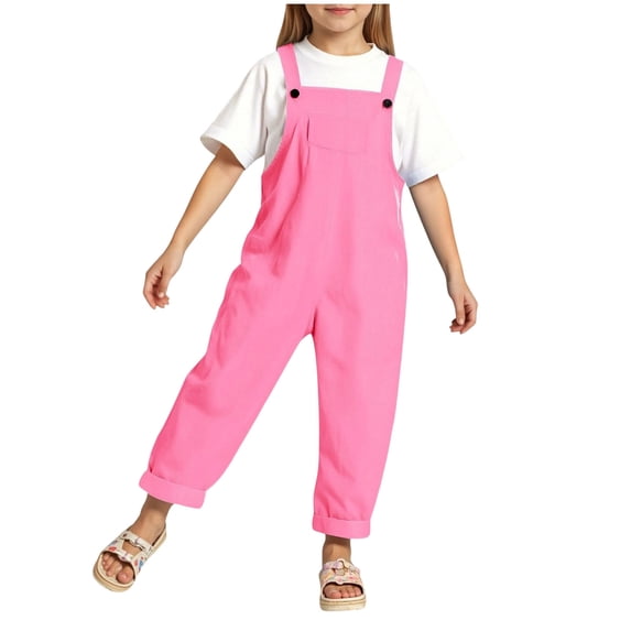 BAOAOER Kids Overalls with Pockets Regular Fit Casual Summer Playwear for Boys Girls Size 5-6 Years