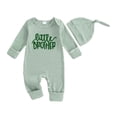 thumbnail image 1 of BAOAOER Newborn Baby Boy Clothes Little Brother Romper Jumpsuits One Piece Infant Coming Home Outfit 2Pcs Clothing Set Size 3-6 Months, 1 of 6