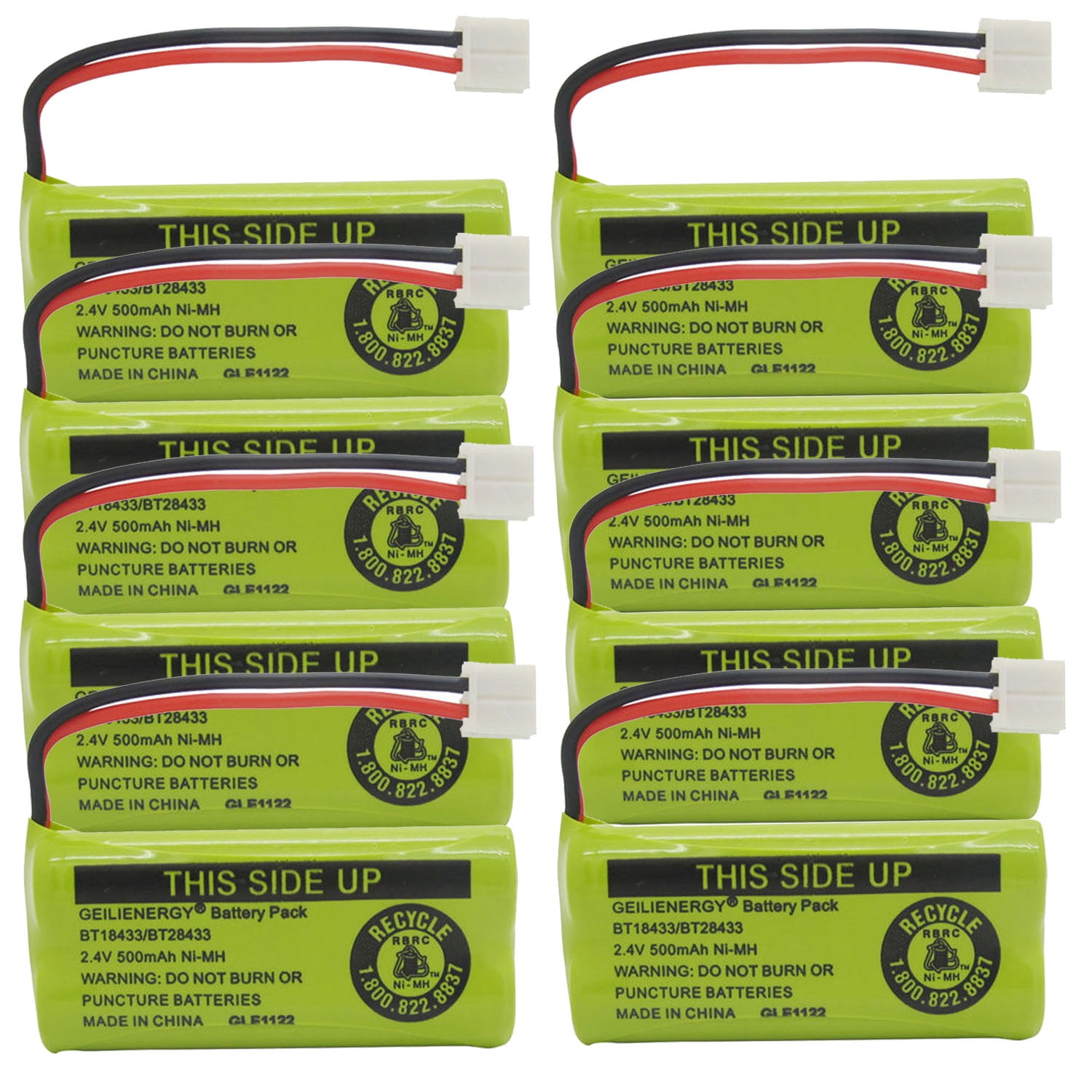 Batteria Ricaricabile 2.4V 500mAh Ni-MH Per Telefoni AT&T E VTech - 2 Pezzi, Tipo AAA, Sostitutiva Per BT18433, BT28433, BT-8300 E Altri