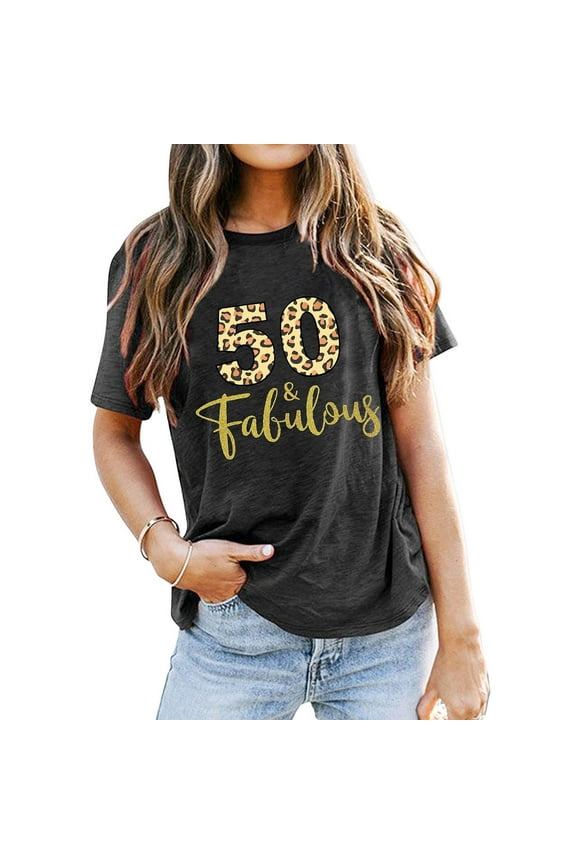 50th Birthday for Women Fifty Birthday Shirts 50 Years Old Birthday Women Casual Shirts Summer Space Apparel Pack of T Shirts Women Womens Layering Shirts Long Sleeve Jr Fall Fashion