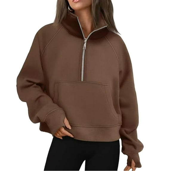 BAODANN Autumn And Winter New Women's Sports Half Zip Yoga Wear Loose Stand Up Collar Fall Sweatshirts Women Zip Jacket Blank Sweatshirts Women Women Hoodies with Zipper Hoodies Female