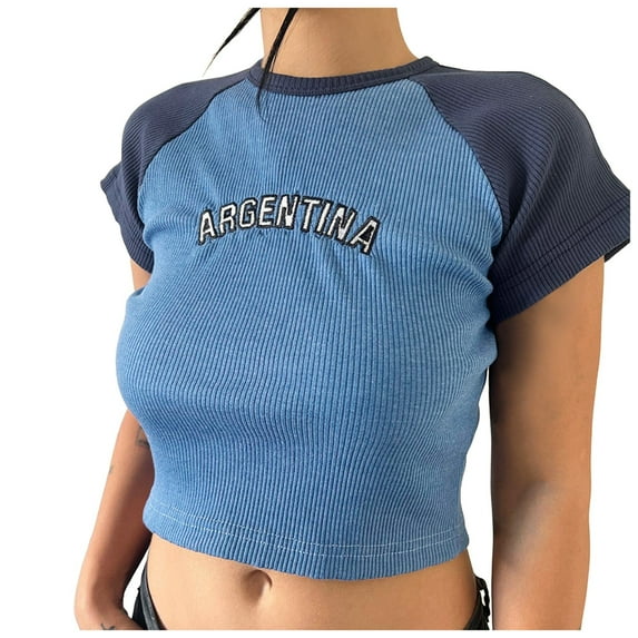 BAODANN Baby Tees for Women Tops Brazil Crop Top T Shirts Graphic Tees for Women Vintage 90s Streetwear Shirts Casual Raglan Tee Women Shirt Workout Long Sleeves for Women Dark Tee Shirt Shirt for