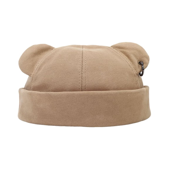 BAODANN Fall Winter Hats for Women Men Street Fashion Bear Ear Hop Hat Warm Thickened Cap Unisex Brimless Cap Wool Large 90s Hat French Hat Male Men French