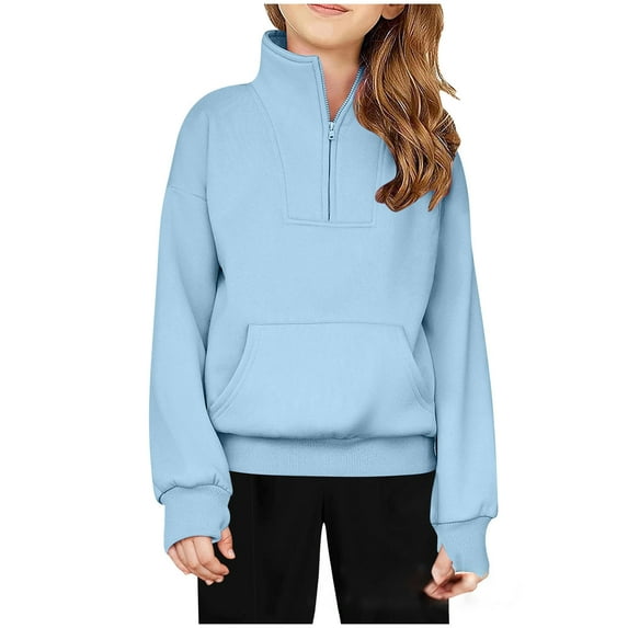 BAODANN Girls Half Zip Sweatshirt Quarter Zip Pullover Sweatshirts With Pocket Hoodie Sweater for Boys Girls Size 8 Hoodie All That Sweatshirt Reverse Flash Jacket Asphalt Hoodie Boys